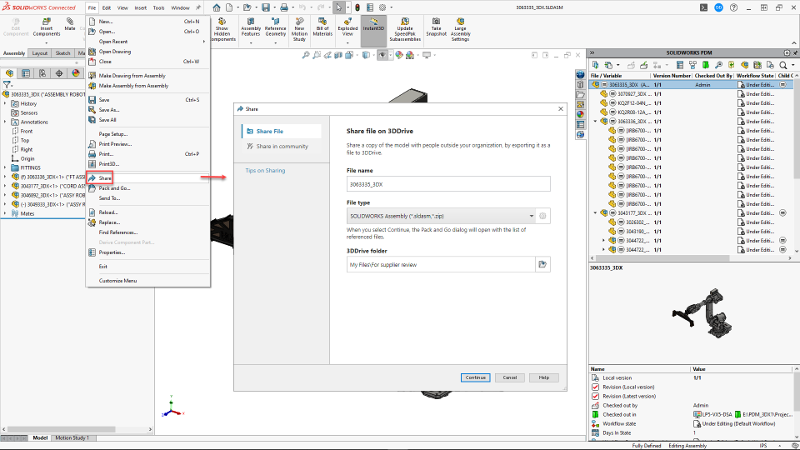 Aproveitar o SOLIDWORKS PDM com o 3DEXPERIENCE SOLIDWORKS 7